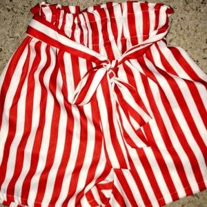 Red and white striped shorts